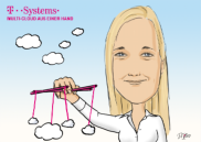 Karikaturist Di Vino am Stand von T-Systems auf der Cloud Expo Frankfurt
