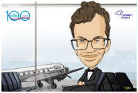 Di Vino beim Live-Zeichnen zur 100-Jahr-Feier von KLM in Frankfurt