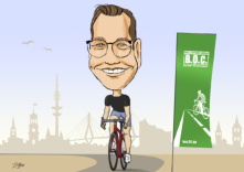 Schnellzeichner Di Vino am Stand von B.O.C bei den EuroEyes Cyclassics in Hamburg